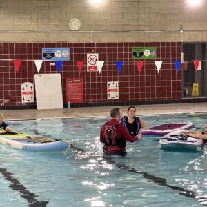 Cotswold SUP coaching indoor pool session on rescues and safety